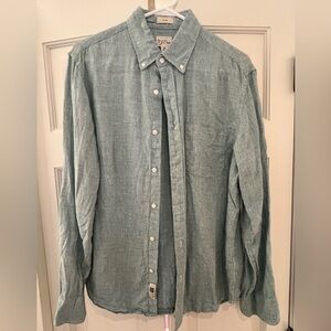 J.Crew Men’s Baird McNutt Irish Linen Shirt Medium Slim Green & White